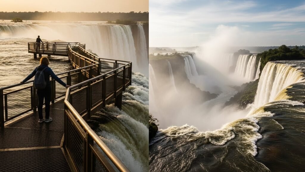 Comparing the Panoramic Brazilian View and Intimate Argentine Trails